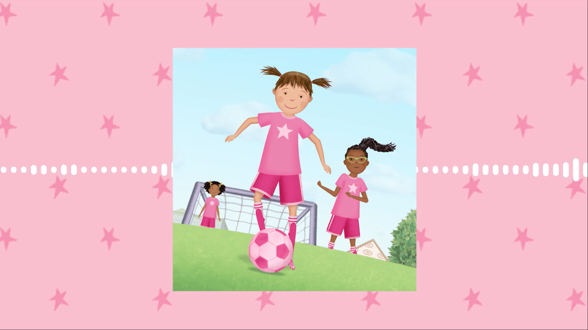 Pinkalicious, Peter, and Iris  the yearly soccer game and celebrate their town at Pinkville Day!