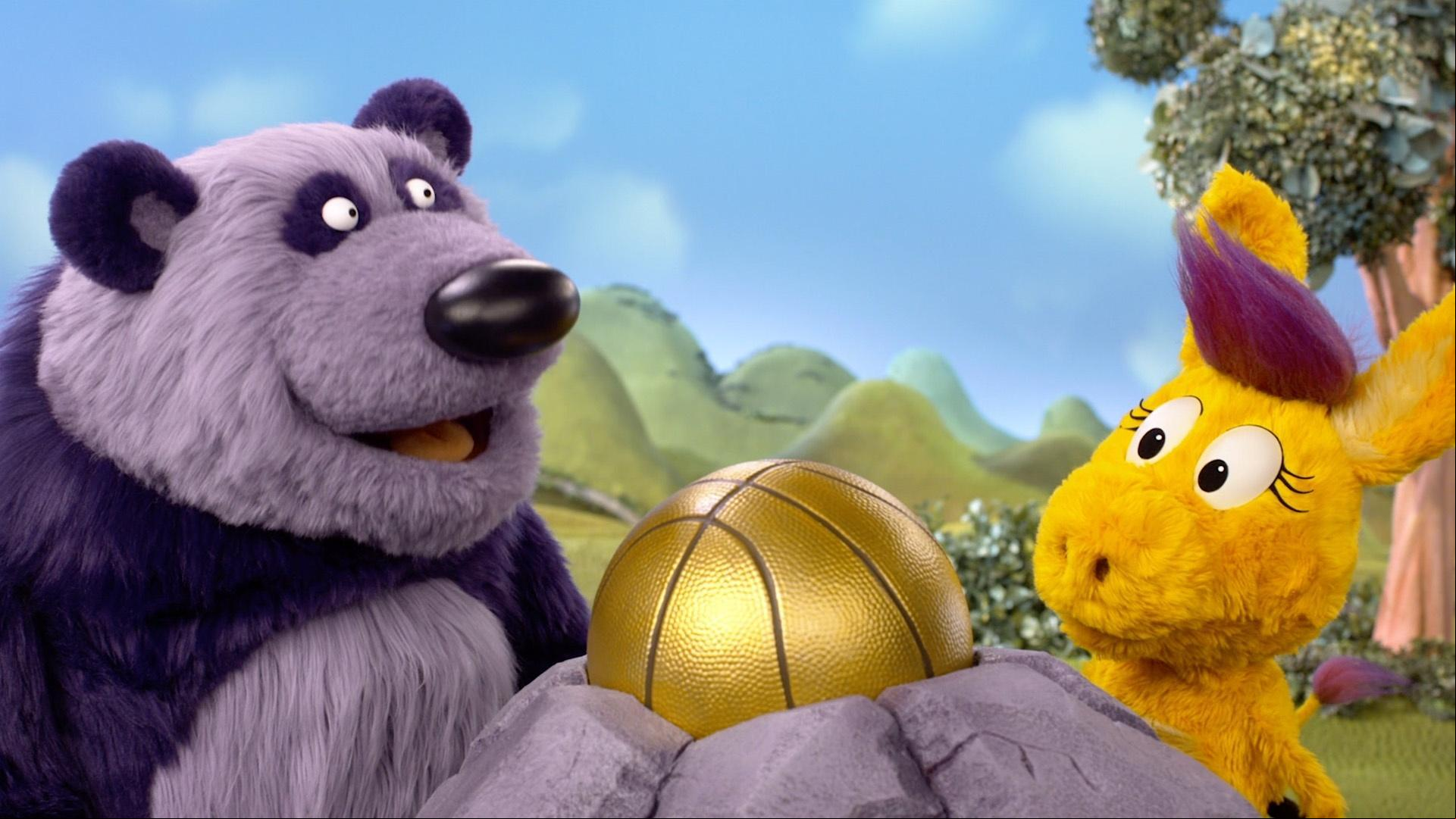 Donkey Hodie and Purple Panda set a goal to release Excaliball from the stone.