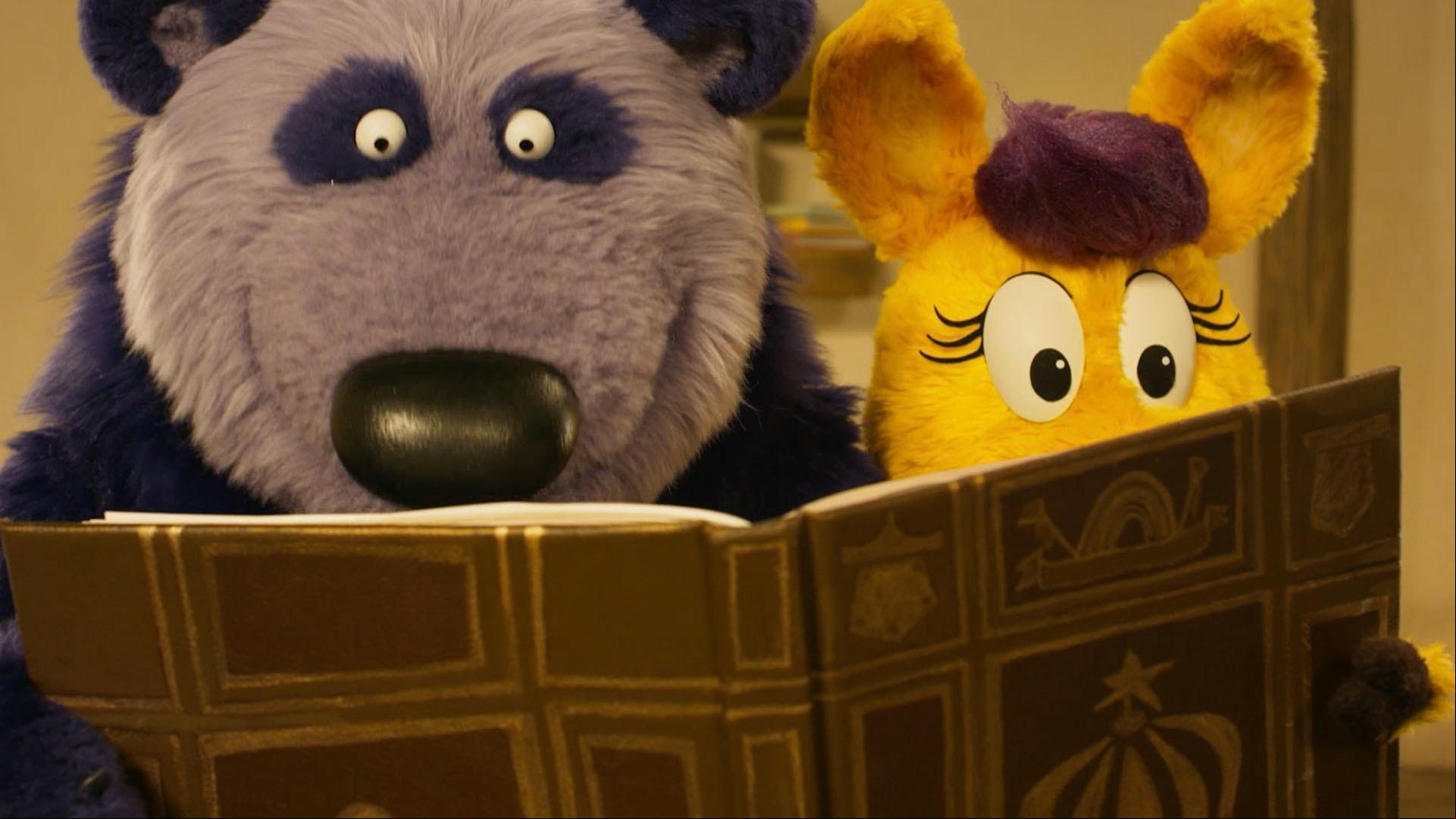 Donkey and Panda look for ways to entertain King Friday while Grampy is away.