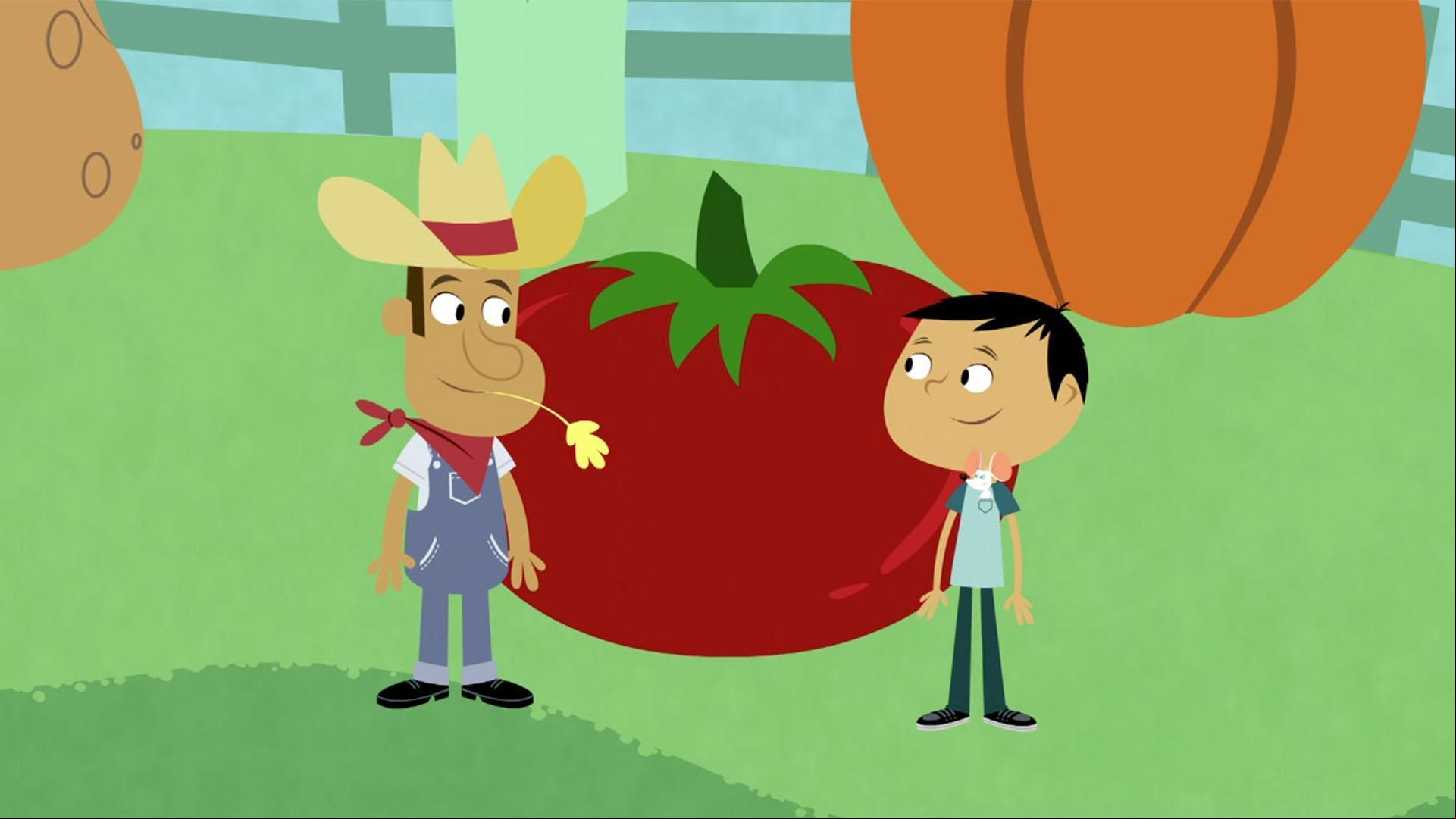 Abuela asks Noah for a newspaper, but Noah thinks she wants a giant tomato.