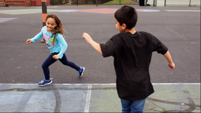 Kids playing tag